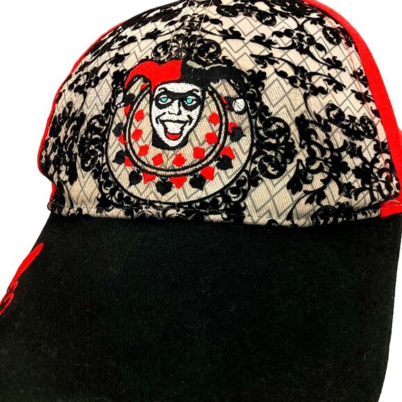 Six Flags -Harley Quinn-Suicide Squad/Batman-Red/Black Baseball Hat- 100% Cotton - Picture 5 of 10